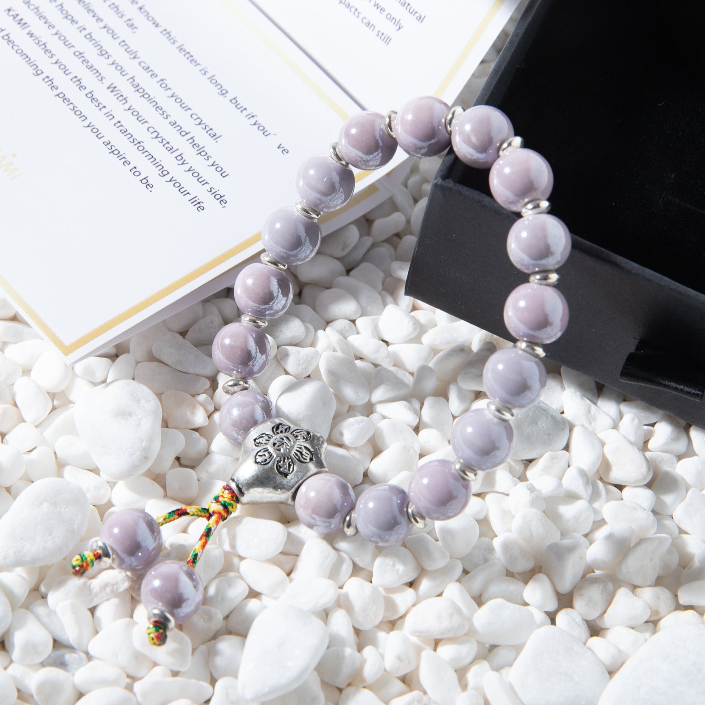 Lavender incense-ash porcelain bracelet，Enhance inspiration, Relieve anxiety, Attract wealth.