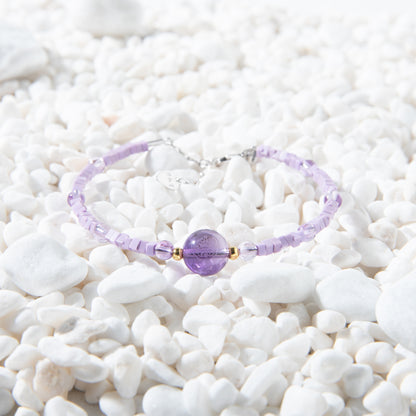 Purple amethyst, purple lepidolite and purple agate protective bracelet, enhancing efficiency and relieving anxiety.