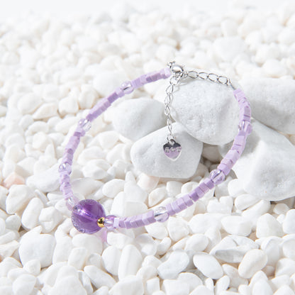 Purple amethyst, purple lepidolite and purple agate protective bracelet, enhancing efficiency and relieving anxiety.