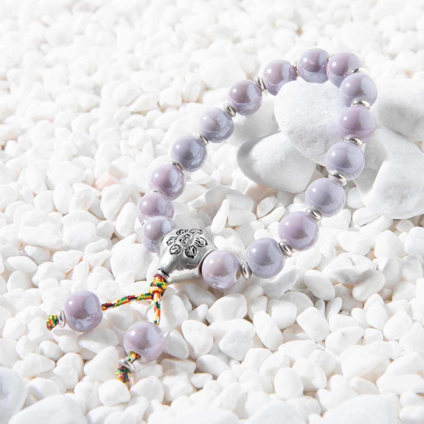 Lavender incense-ash porcelain bracelet，Enhance inspiration, Relieve anxiety, Attract wealth.