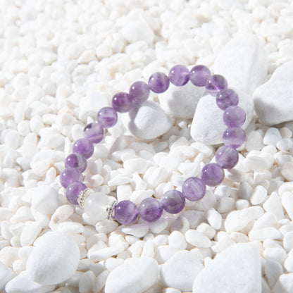 Amethyst bracelet, enhancing inspiration, relieving anxiety, and stimulating potential.