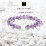 Amethyst bracelet, enhancing inspiration, relieving anxiety, and stimulating potential.